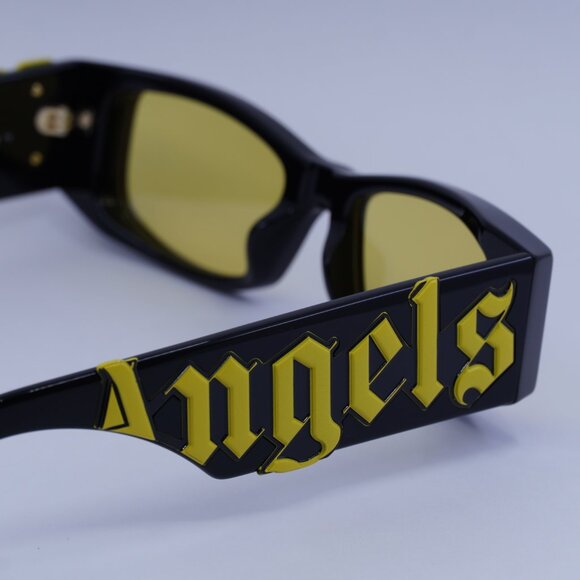 Palm Angels PERI007 ANGEL 1018 Sunglasses Black Rectangle Frame, Yellow Lenses - Picture 10 of 11